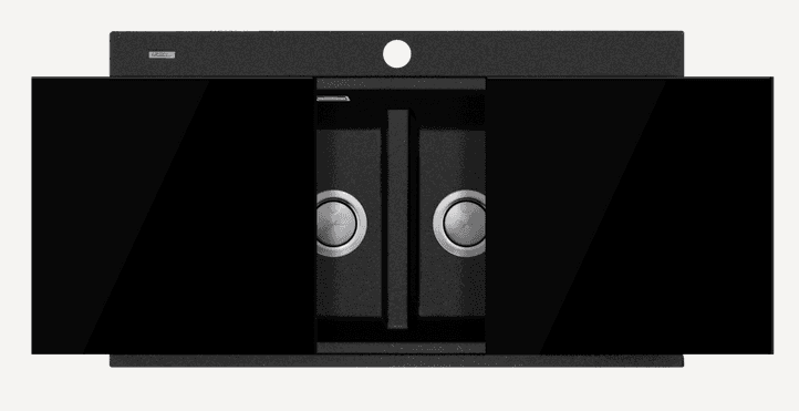 CM Double Bowl Granite Kitchen Sink with Glass Cover -  012994.X3.15.2033