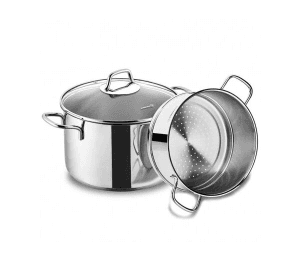 Korkmaz Perla Stainless Steel Steamer Pot with Glass Lid – A1524